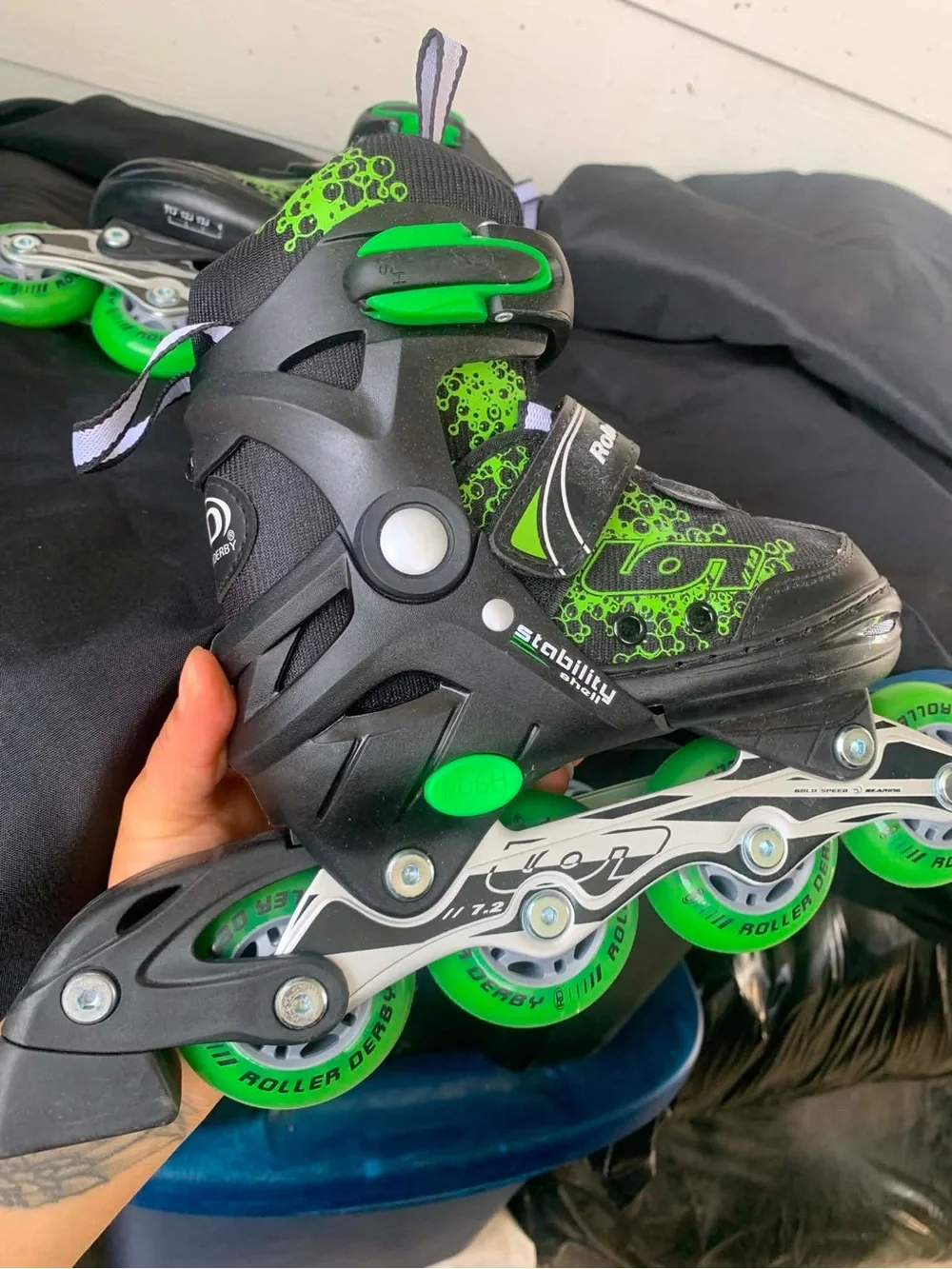 Kids Adjustable Inline Roller Skates - Green